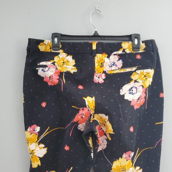 Old Navy Navy Blue Floral Pixie Mid-Rise Pants 14 - Picture 4 of 7
